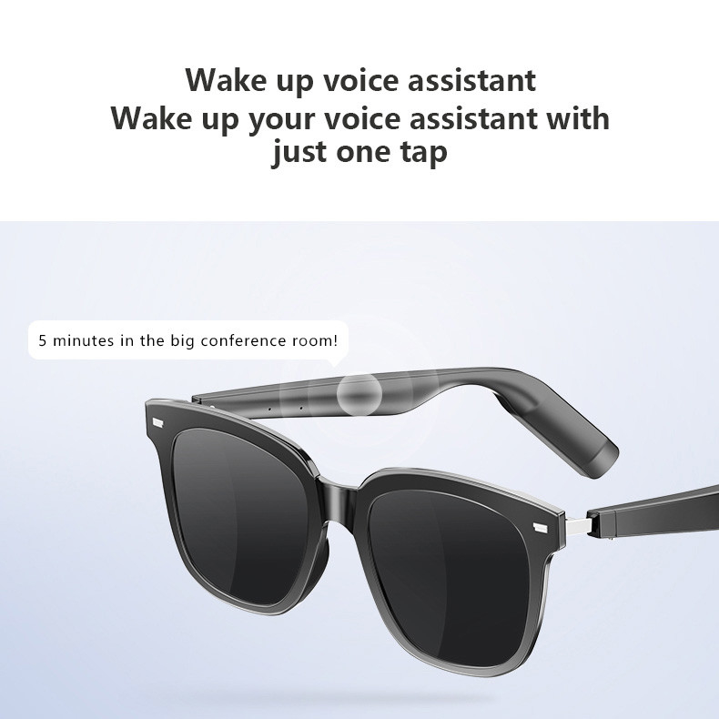 Temps de musique de 8 heures Ultra-légère BT 5.3 Bluetooth lunettes intelligentes avec appel 110mAh * 2 capacité